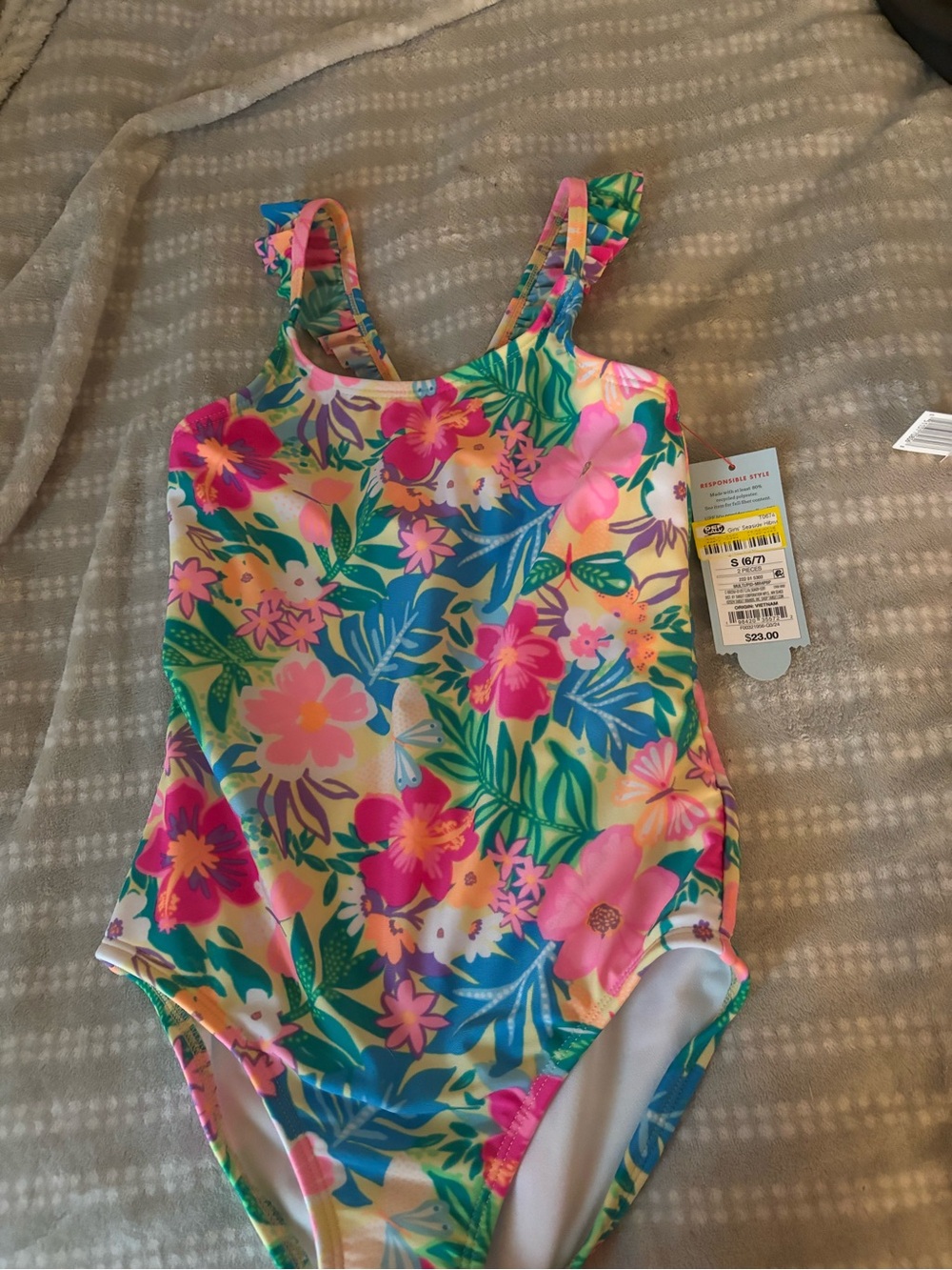 Cat & Jack Pink Multi Floral One-Piece Swimsuit